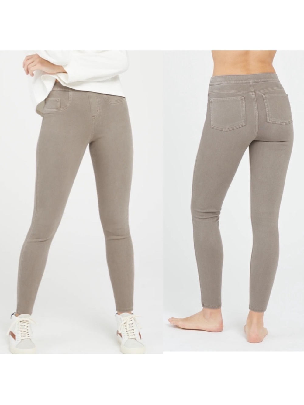 Spanx Washed Earth Taupe Slimming Skinny Jeanish Ankle Legging Jeans